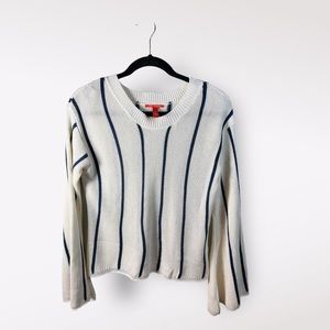 Chelsea & Violet Sweater Womens Small White Long Flared Sleeve Open Knit Stripe